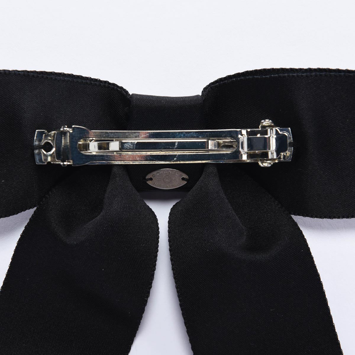 Chanel Black Silk Blend Bow Cc Hair Clip Bag