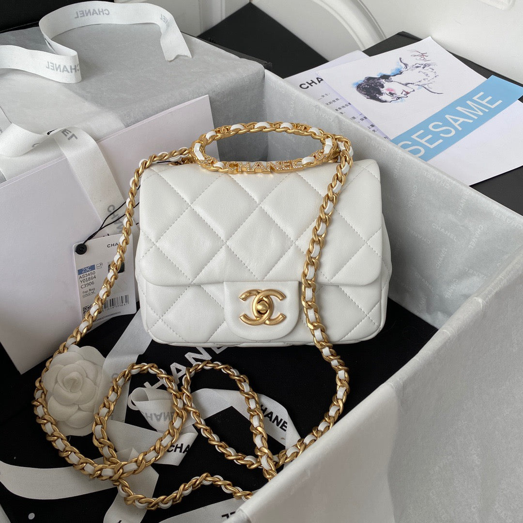 Chlsmall Top Qualityap Bag Hardware For Women White Gold Shoulder Bag
