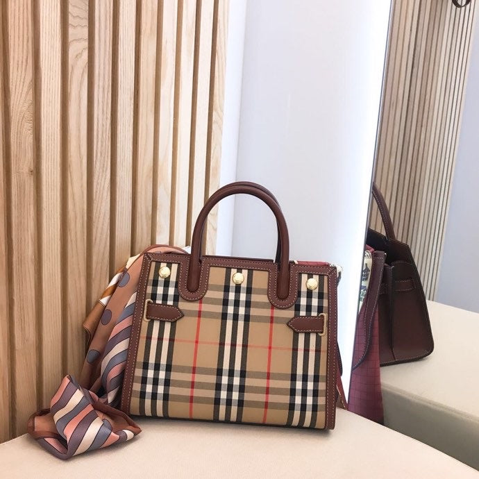 Top Quality Check Two Handle Title Bag Beige Mini Travel Bag 80252671 5059