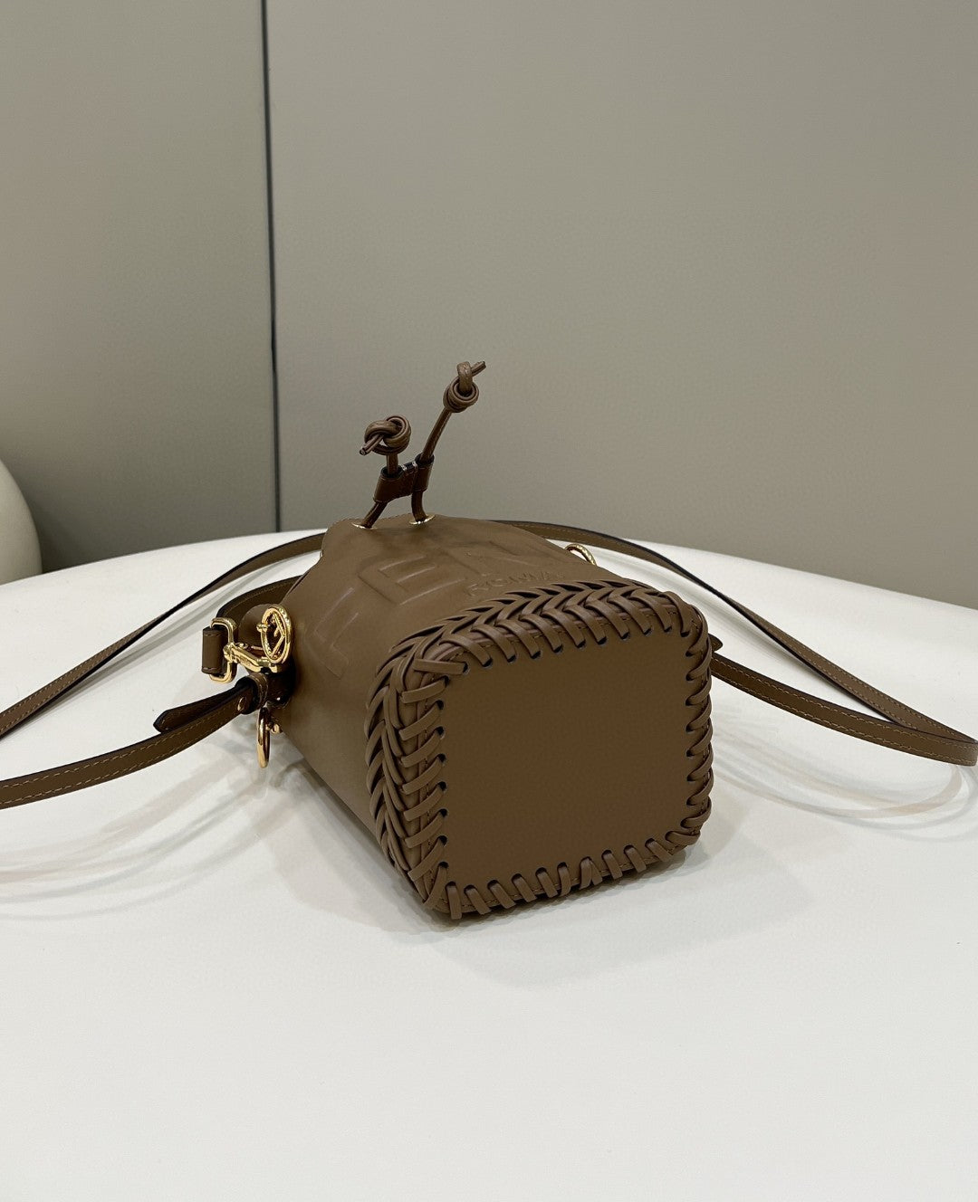 Mon Tresor Stitching Brown Mini Travel Bag