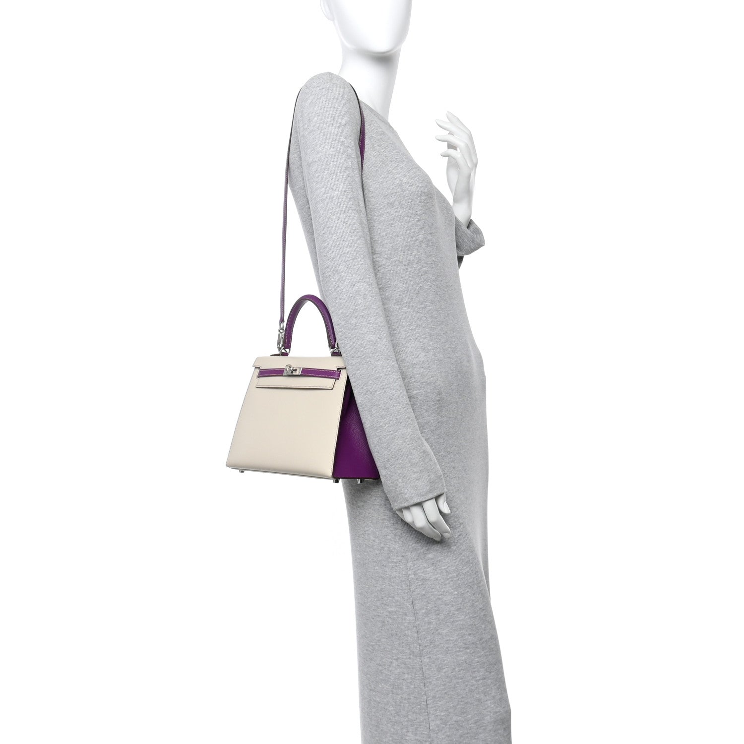 Hermes Epsom Bi Color Horseshoe Kelly Sellier Craie Anemone Shoes
