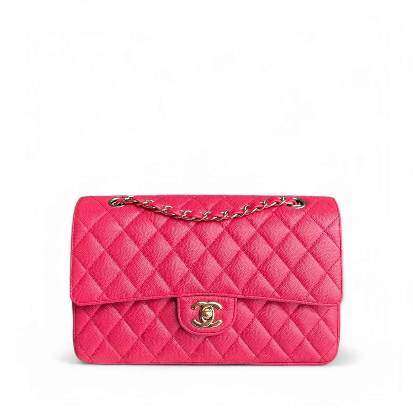 Chanel Classic Flap Medium - Caviar 25CM Quilted Pink Red Gold Hardware Series 23