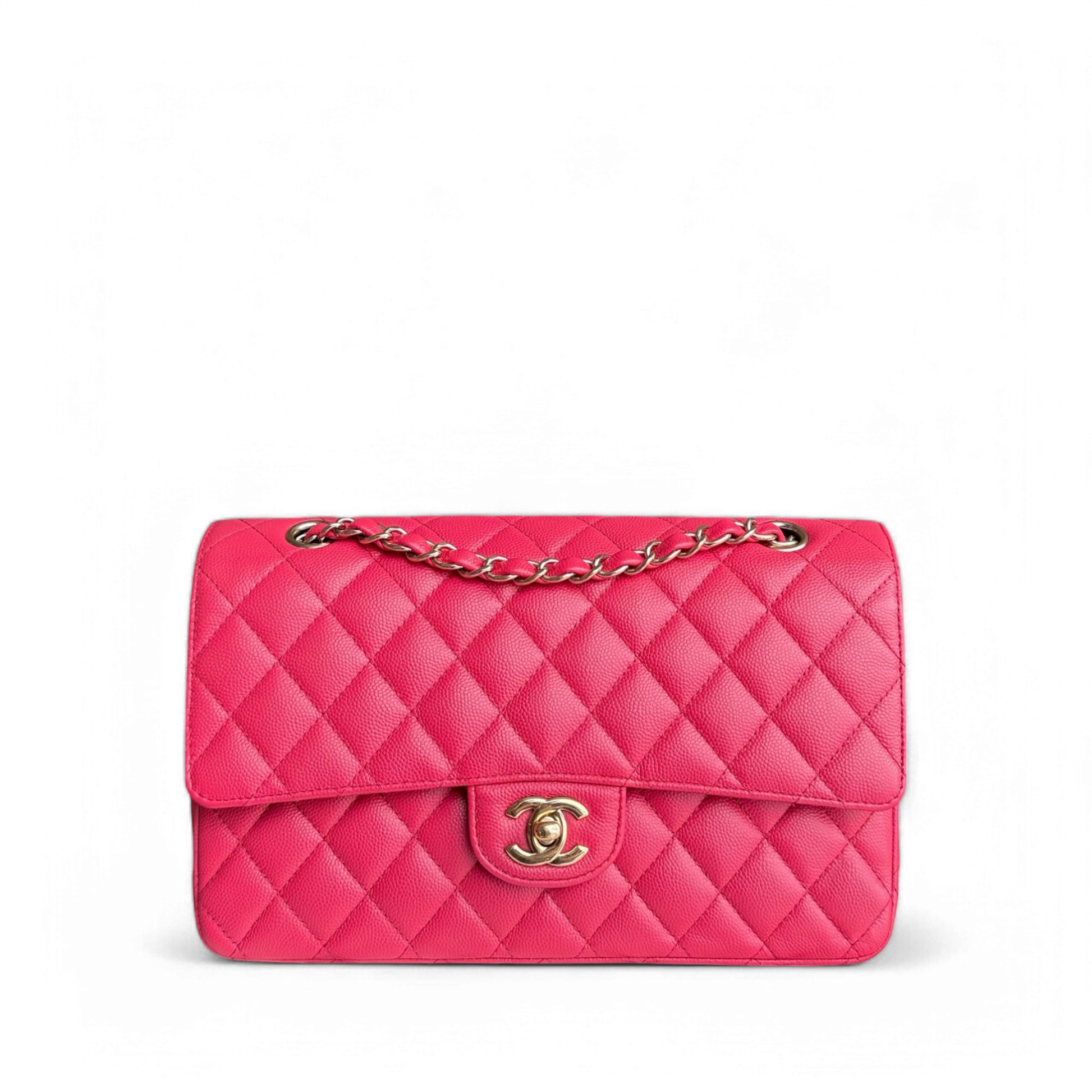 Chanel Classic Flap Medium - Caviar 25CM Quilted Pink Red Gold Hardware Series 23