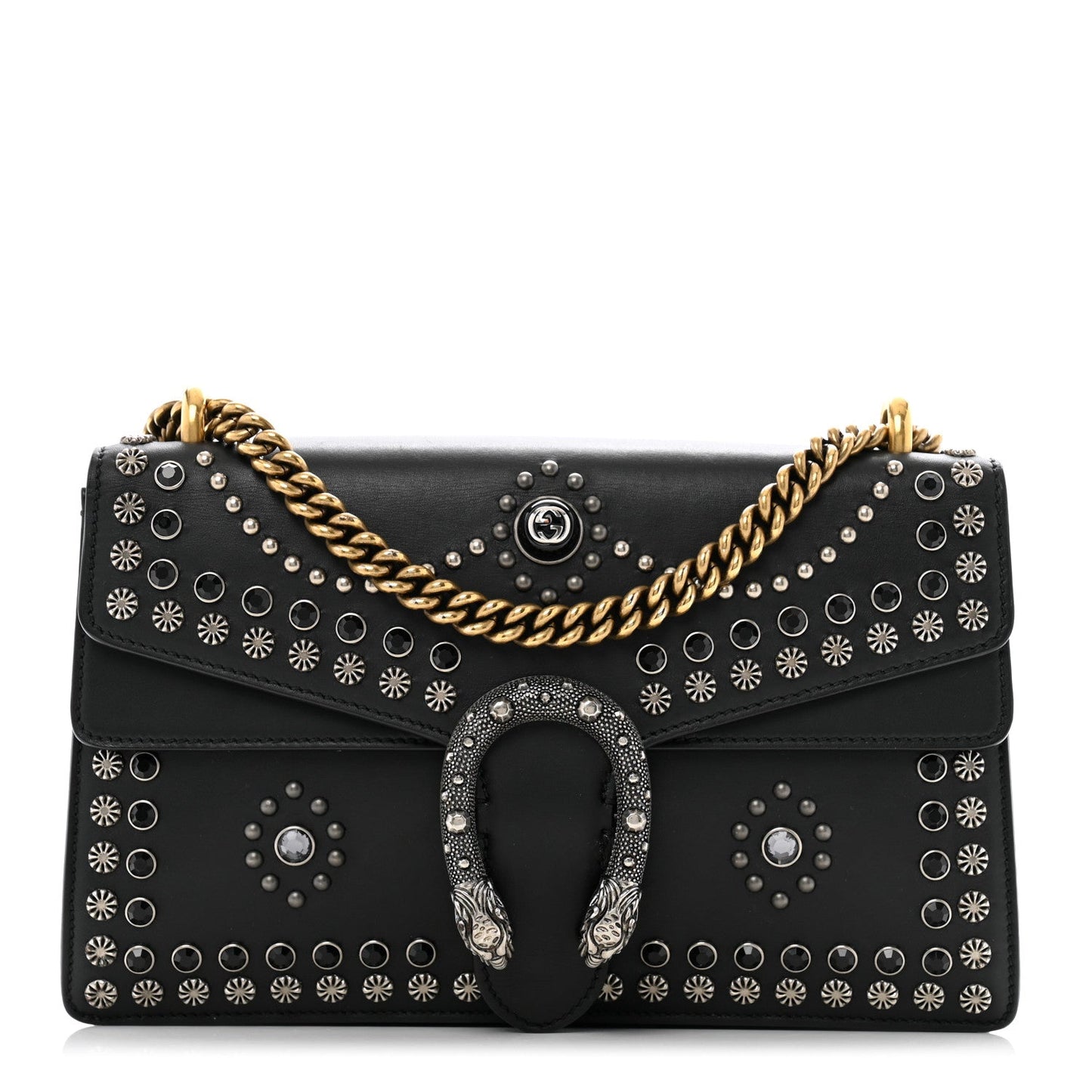 Gucci Calfskin Studded Small Dionysus Shoulder Bag Black