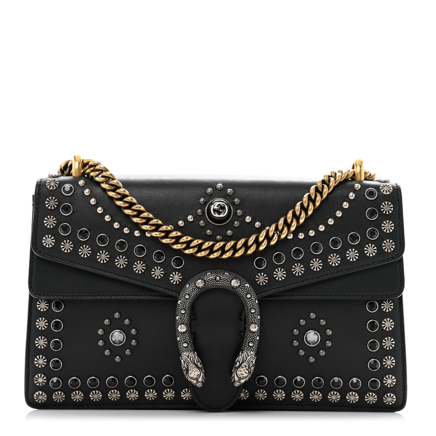 Gucci Calfskin Studded Small Dionysus Shoulder Bag Black