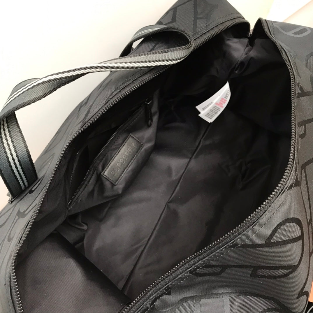 Top Quality Recycled Polyester Jacquard Holdall For Monogram Black Travel Bag