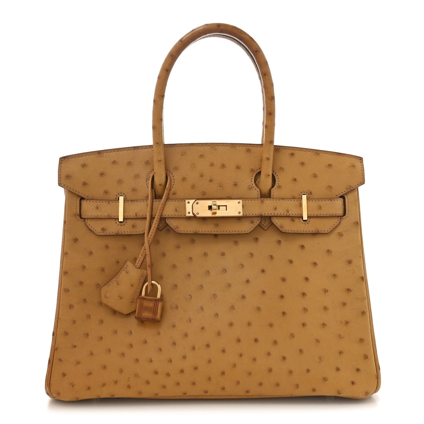 Hermes Ostrich Birkin Handbag Gold Travel Bag