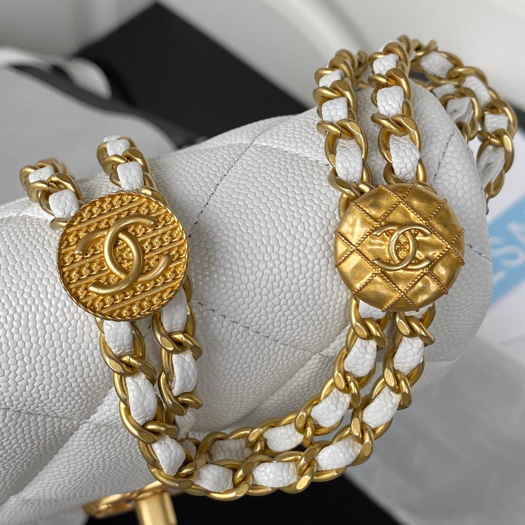CHLMini Hardware , ’s , White Gold Flap Top Handle Shoulder Bag