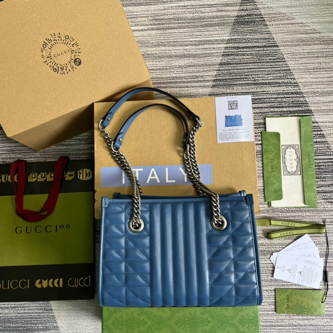 gg Marmont , ’s 13in Matelasse Blue Medium Tote Bag