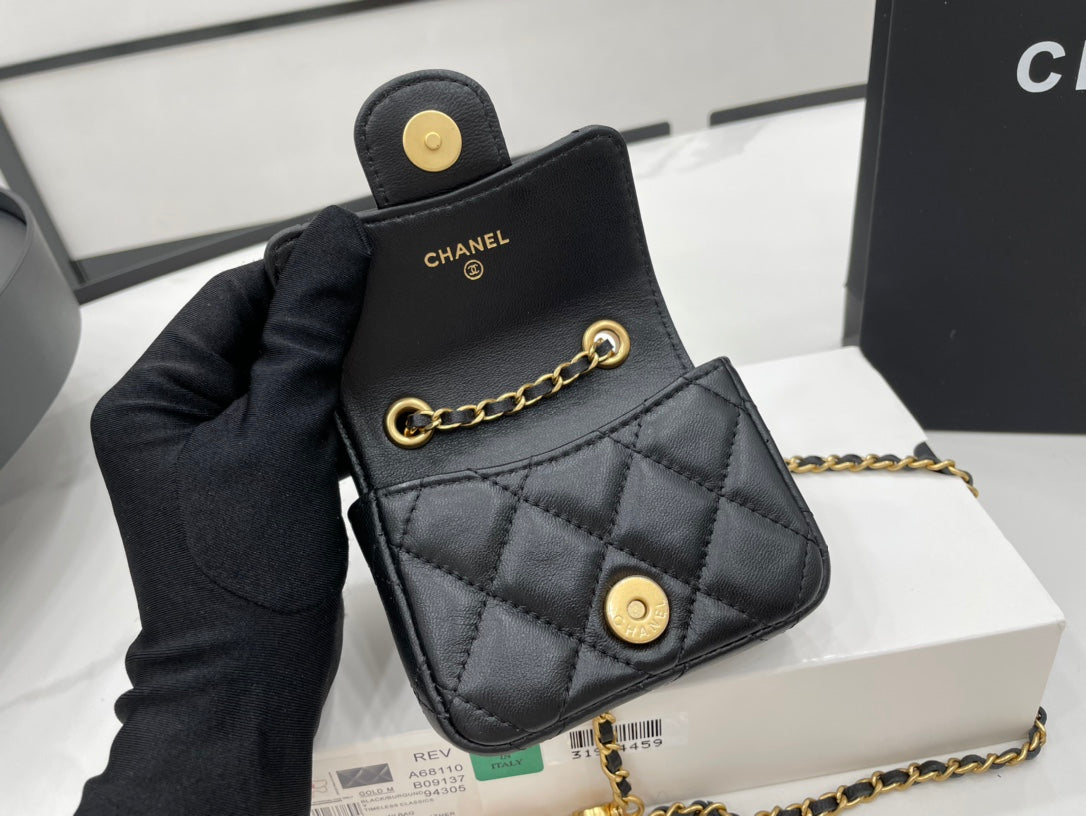 CHLMini , ’s 3.5in 9cm Black Flap Mini Bag