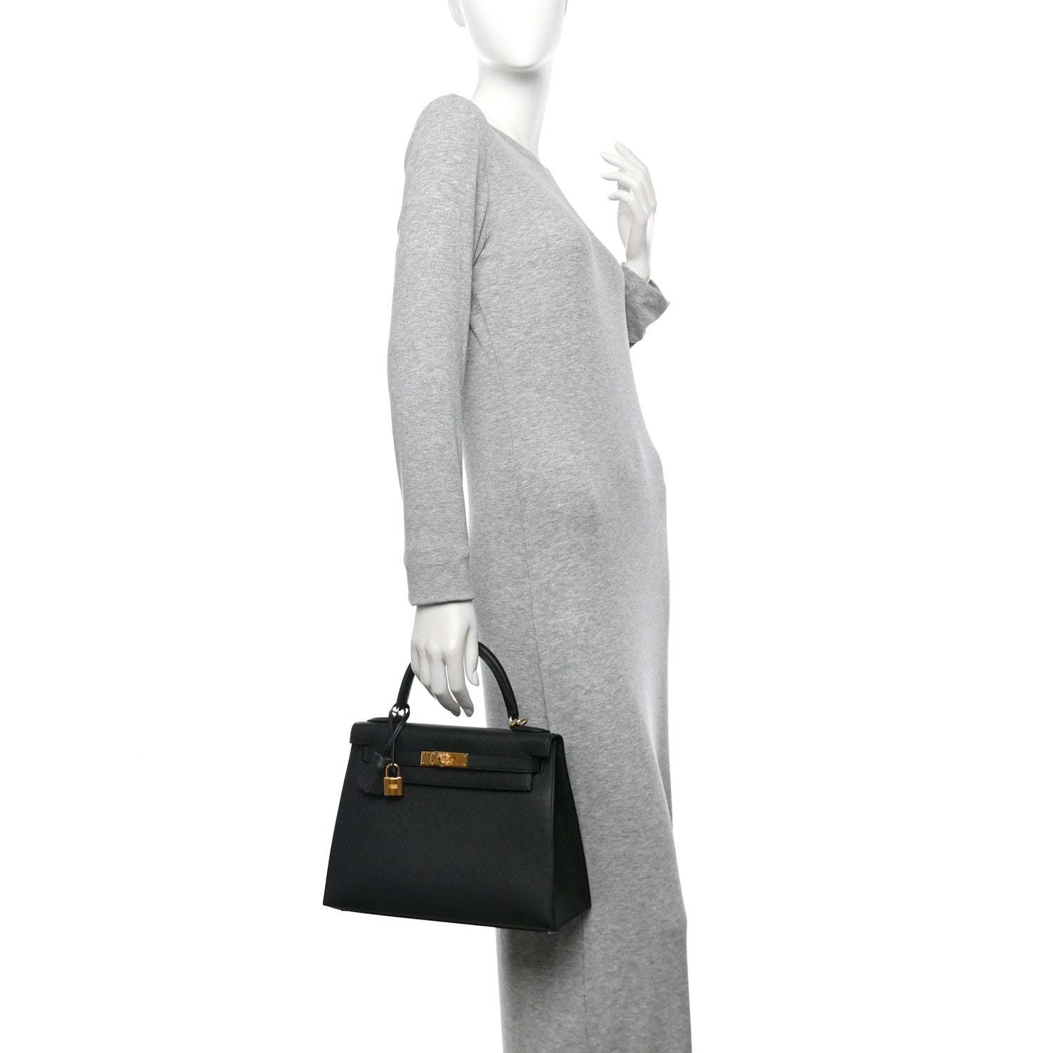 Hermes Epsom Kelly Sellier Handbag Black Travel Bag 28 Black 1753299