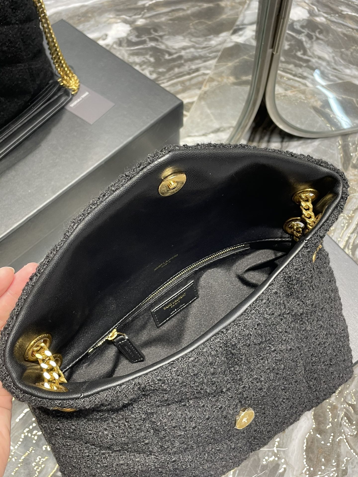 YSL Saint Laurent Puffer Crossbody Bag Monogram Chain