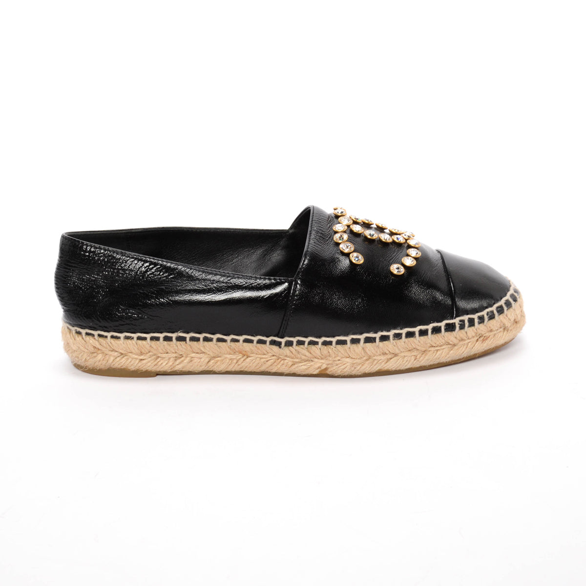 Chanel Black Lambskin Crystal Cc Espadrilles 38 Bag