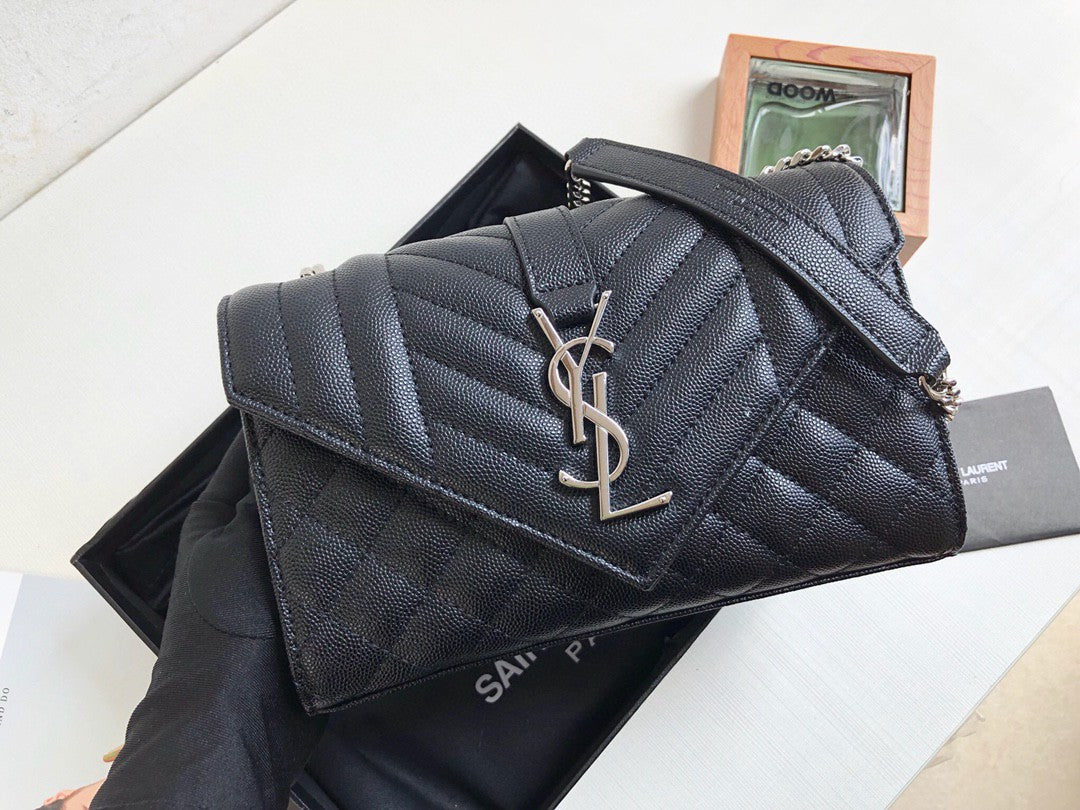 YSL Saint Laurent Envelope Crossbody Bag Monogram Quilted Chain