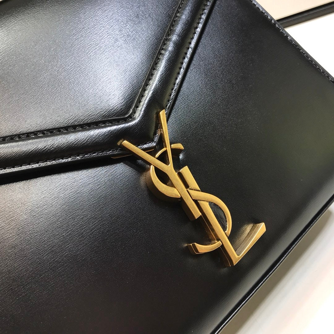 YSL Saint Laurent Cassandra Grain 9in 24.5cm Black Medium Top Handle Handbag Ysl 623931Bow0W1000