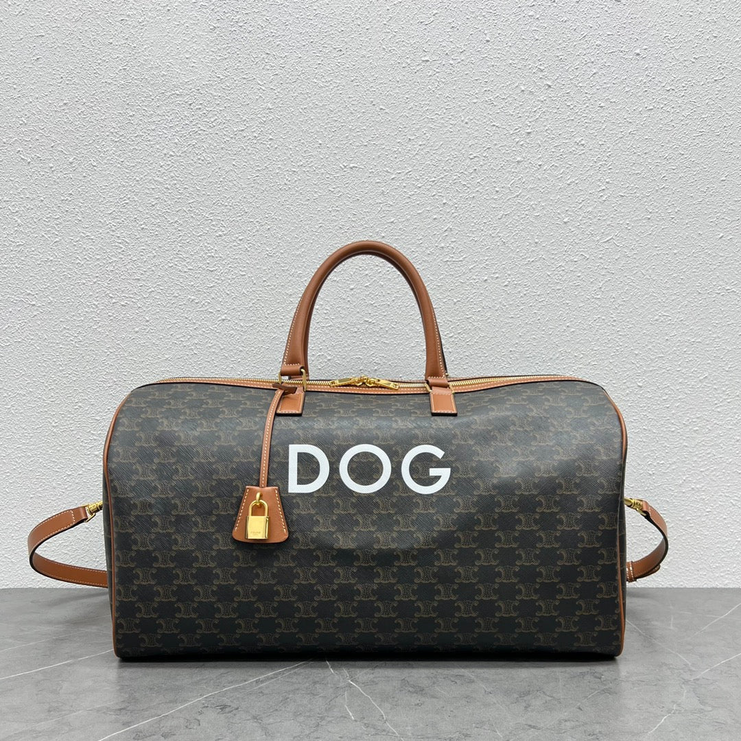 Top Quality Voyage Bag In Triomphe With Canvas Tan Travel Bag 4
