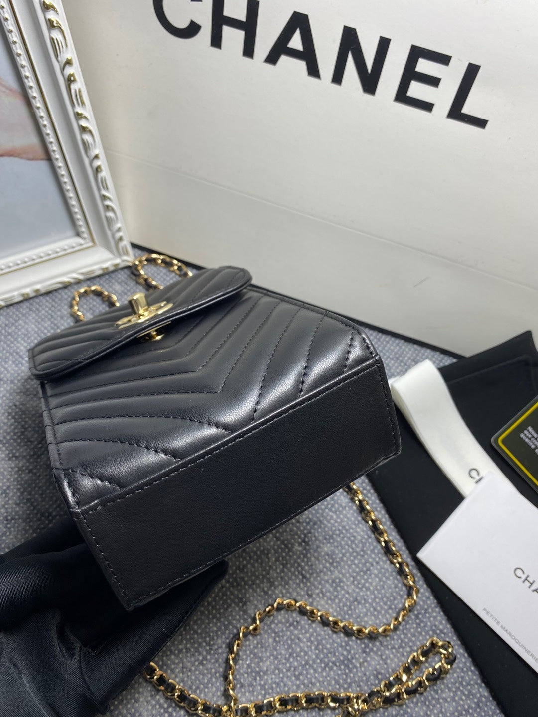 CHL Chevron Trendy CHL Phone Black Handbag Wombeaunoirrbeaunoirr 18Cm7In
