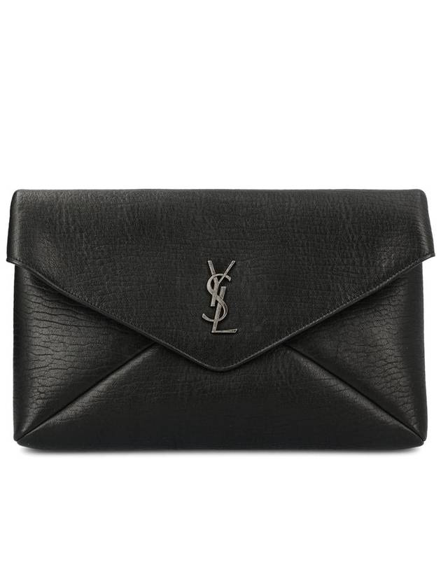 YSL Saint Laurent Luxury Trending Cassandre Embellished Clutch Bag Leather Black