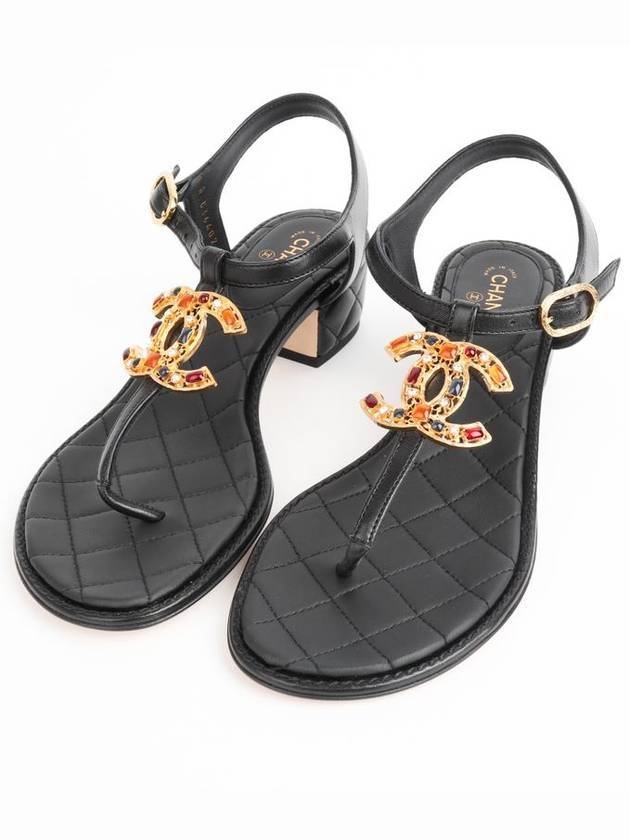 Jewelry CC Logo Quilted Sandals Black Chanel