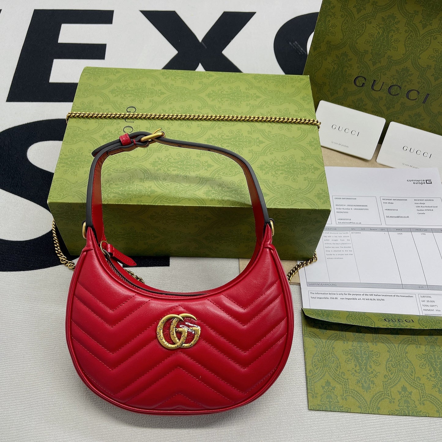 gg Marmont Half Moon Shaped Red Mini Bag