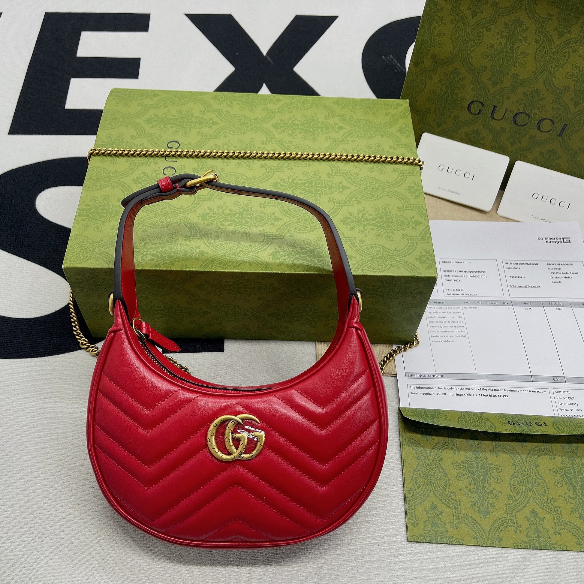 gg Marmont Half Moon Shaped Red Mini Bag
