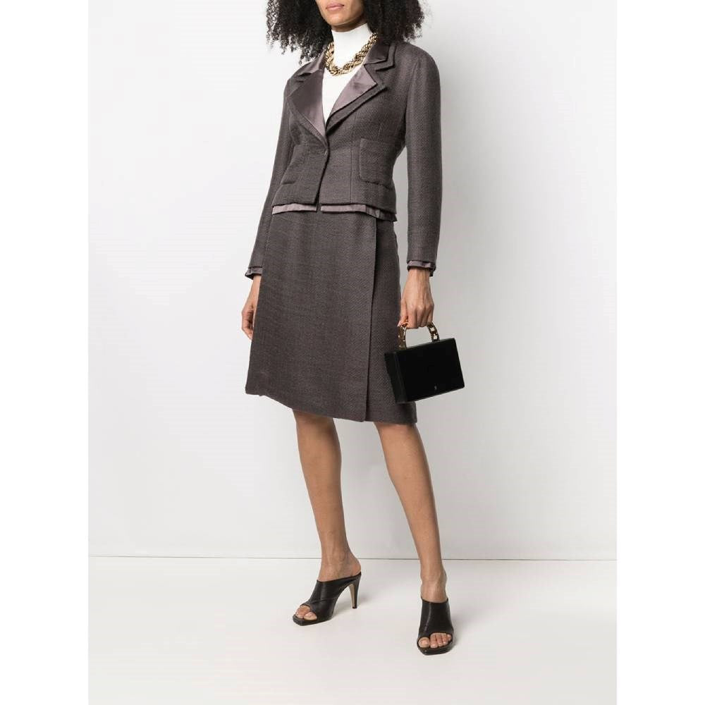 Chanel Chanel Grey Mohair Skirt Suit