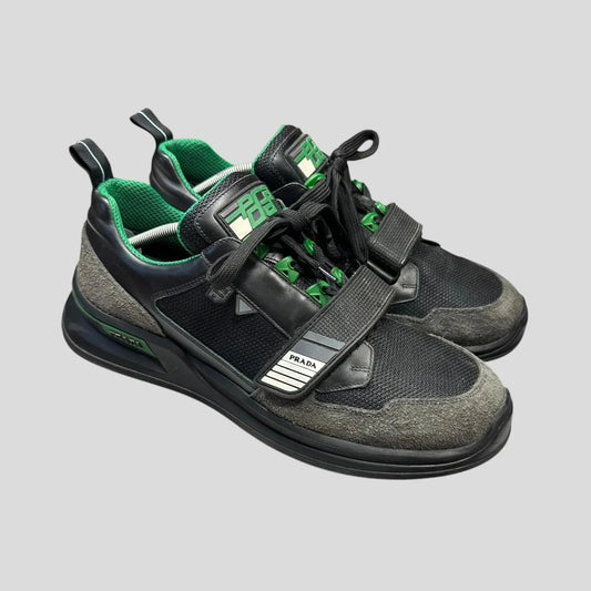 Prada Shoe Mechano Mercurio Verde Rubber + Trainers - Leather Logo Shoes