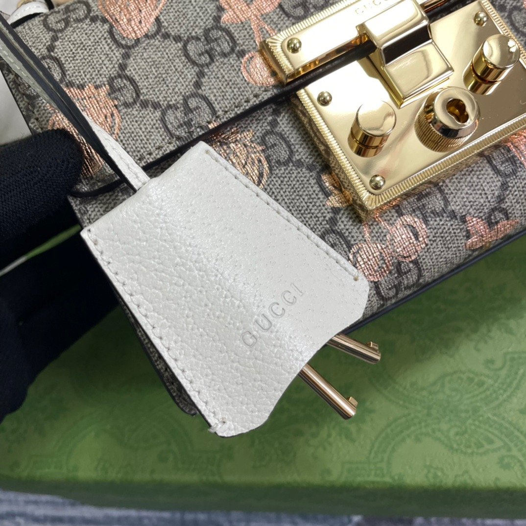 gg Padlock gg Strawberry , Beige Small Shoulder Bag 4
