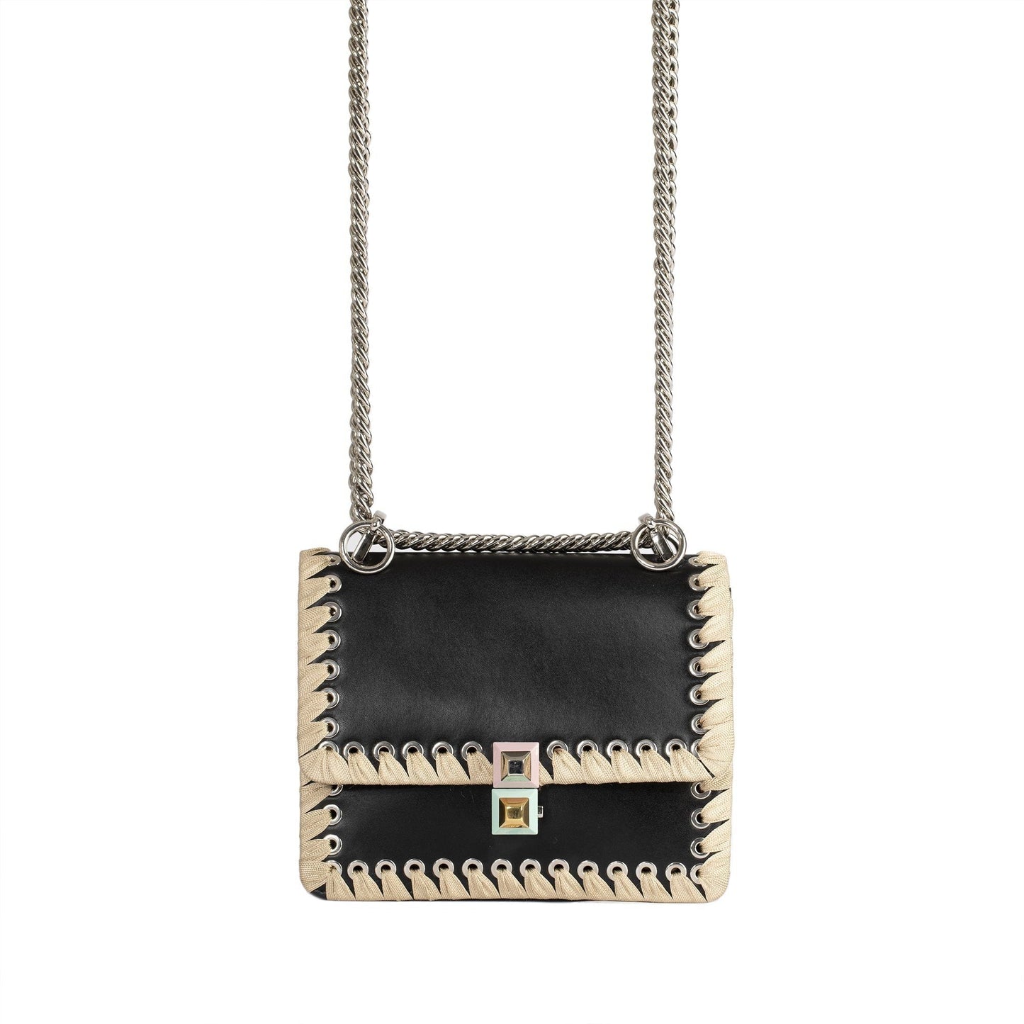Fendi Kan Ribbon Whipstitch Shoulder Bag Small