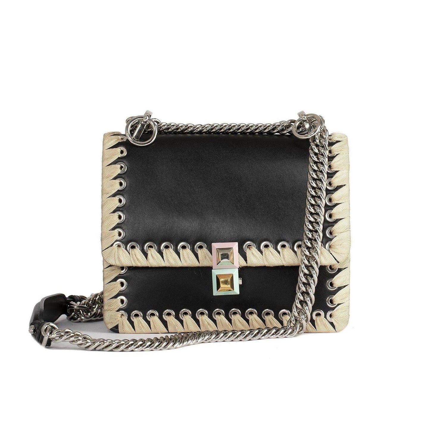 Fendi Kan Ribbon Whipstitch Shoulder Bag Small
