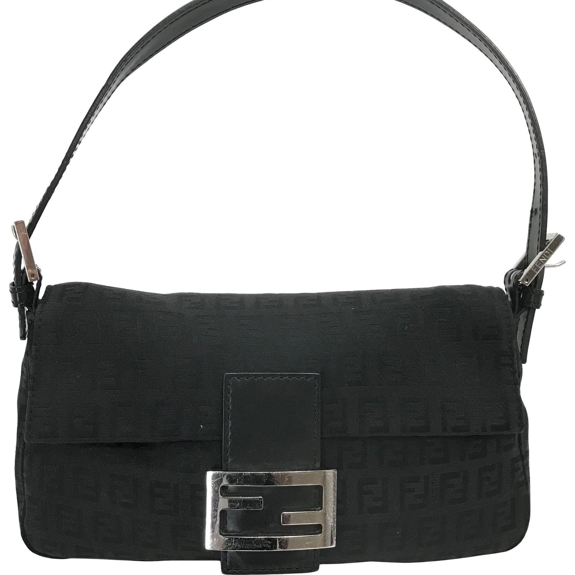 Fendi Trimmed Zucca Baguette Leather Travel Bag