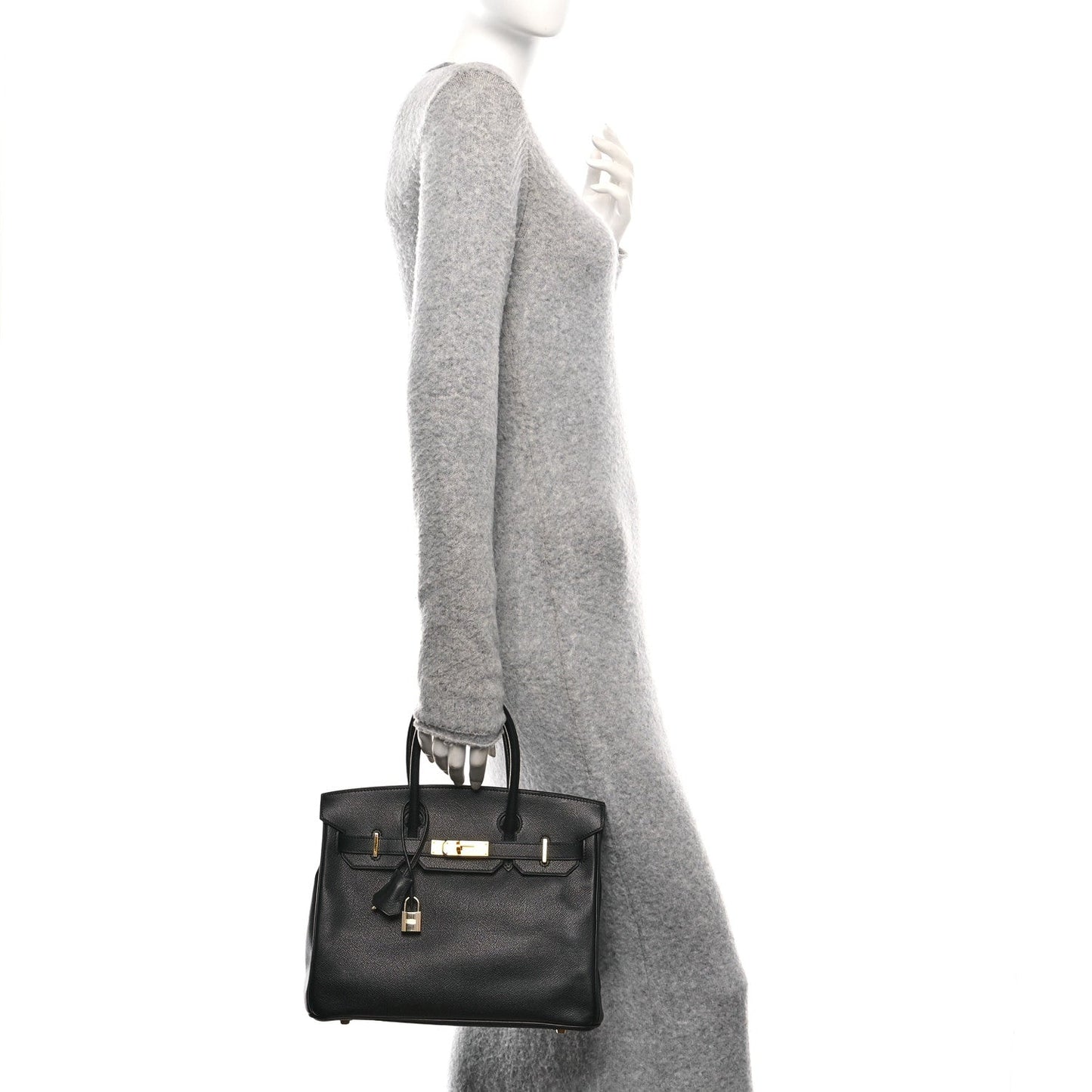 Hermes Epsom Birkin Handbag Black Travel Bag 30 Black 1758562