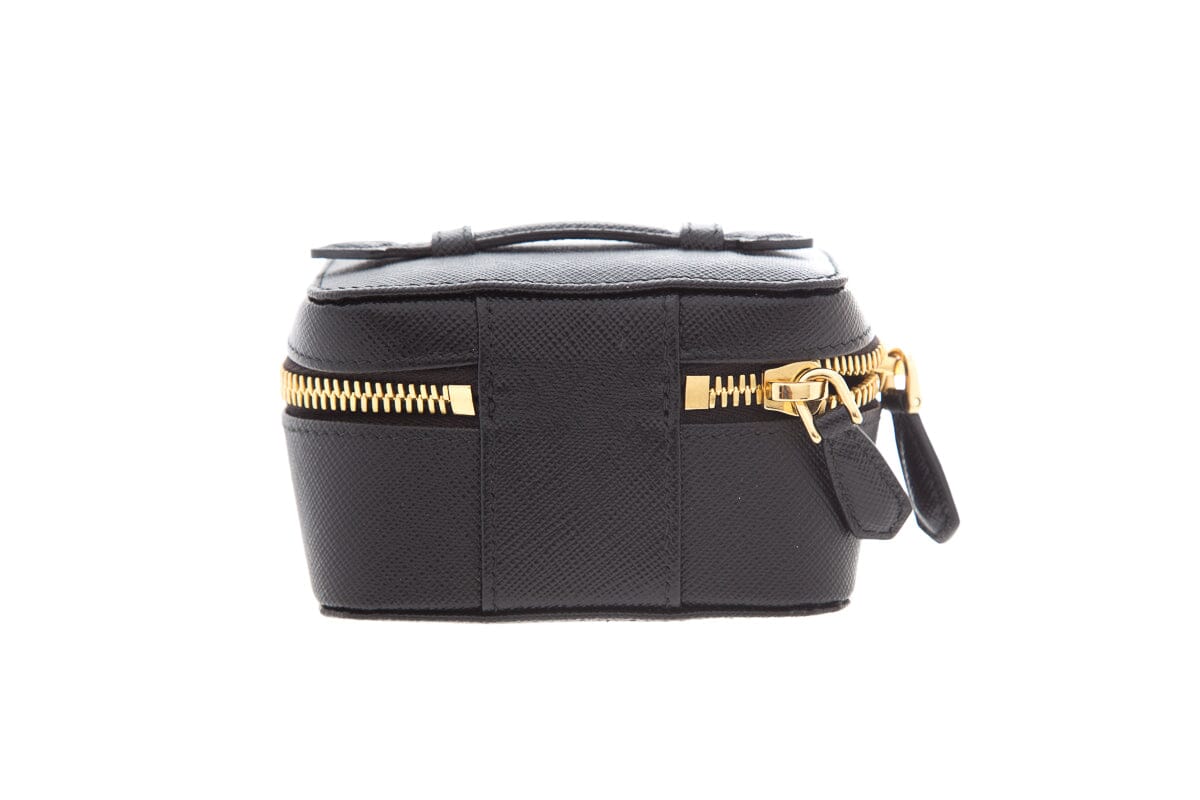 Prada Beauty Case Luxury Handbag Leather Saffiano Black Travel Bag