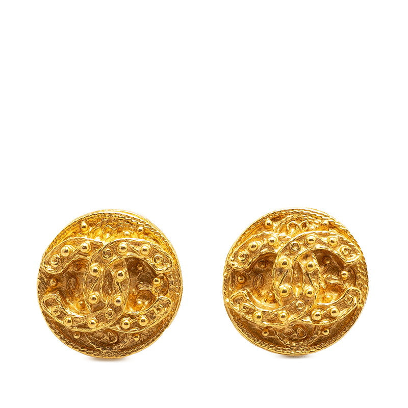 Chanel Gold Plated Coco Mark   Earrings 94A
