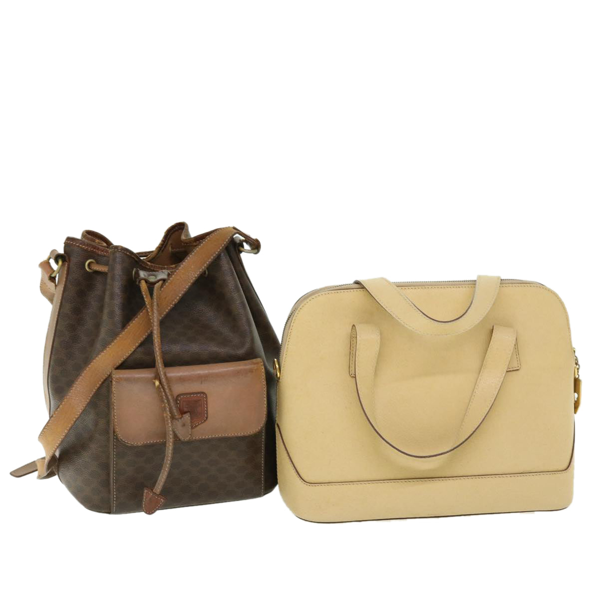 Luxury Macadam Shoulder Bag Pvc Set Beige Leather Canvas