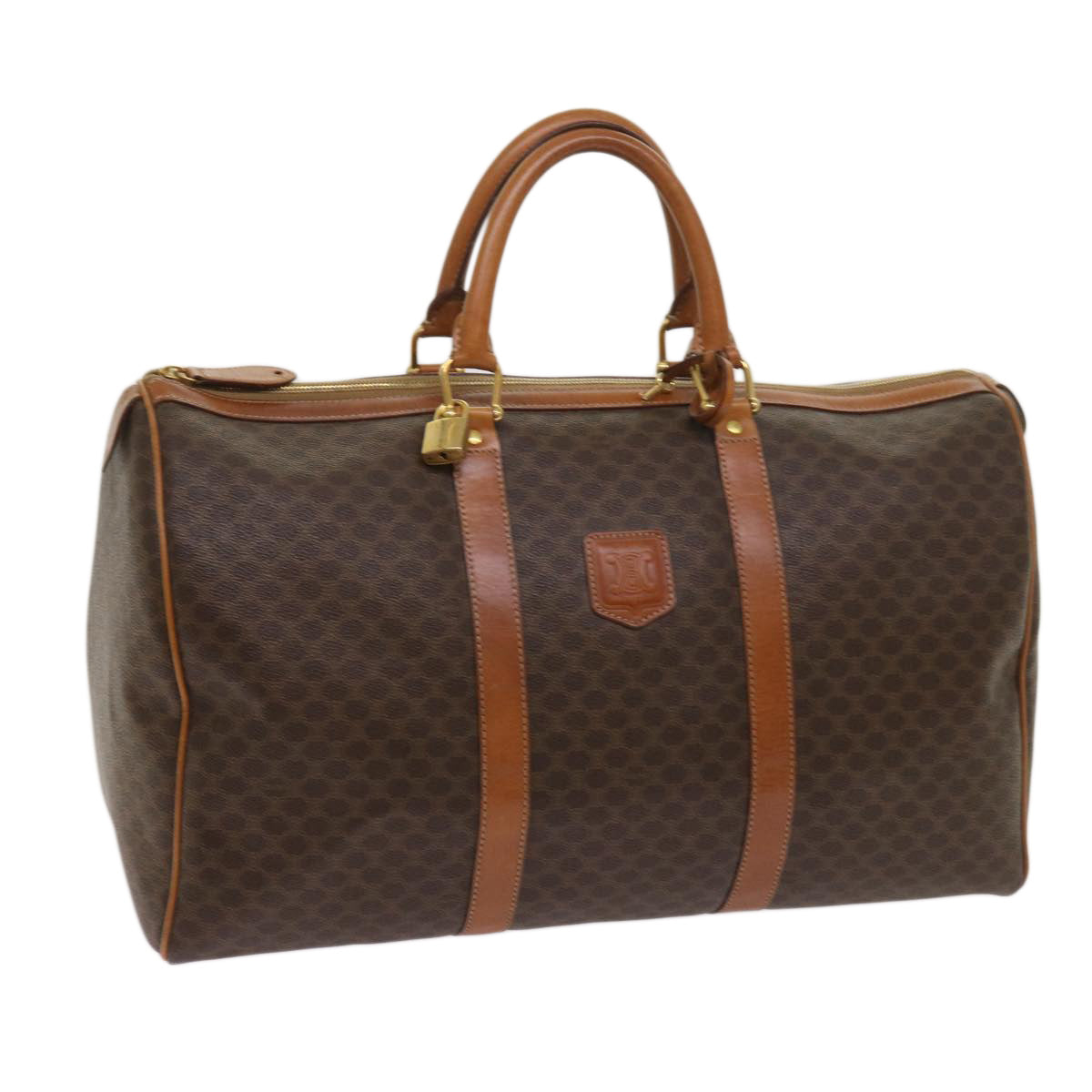 Luxury Macadam Boston Bag Pvc Fm Canvas Brown Travel Bag