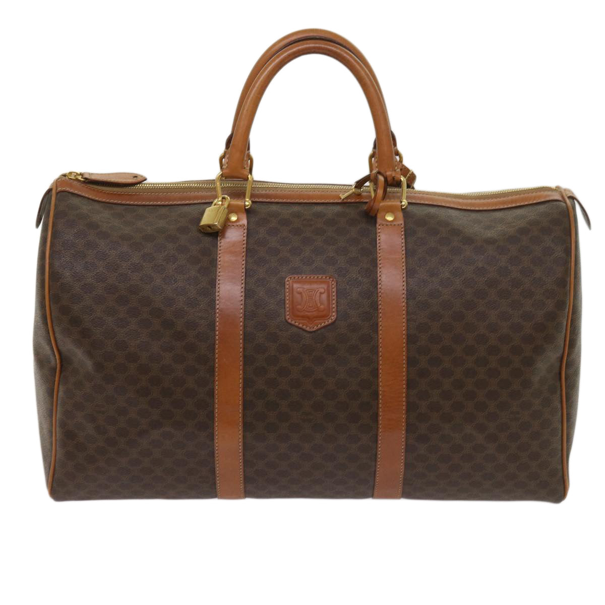 Luxury Macadam Boston Bag Pvc Fm Canvas Brown Travel Bag