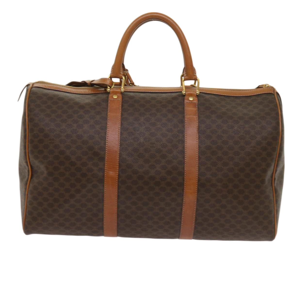 Luxury Macadam Boston Bag Pvc Fm Canvas Brown Travel Bag