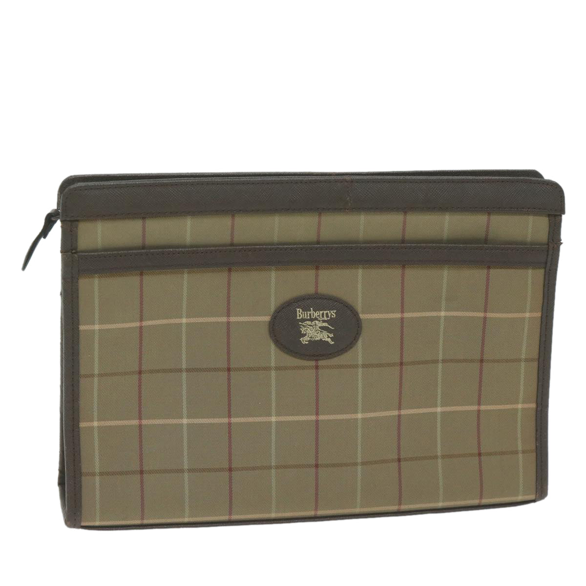Burberry Luxury ss Nova Check Clutch Bag Auth Fm3178 Canvas Brown