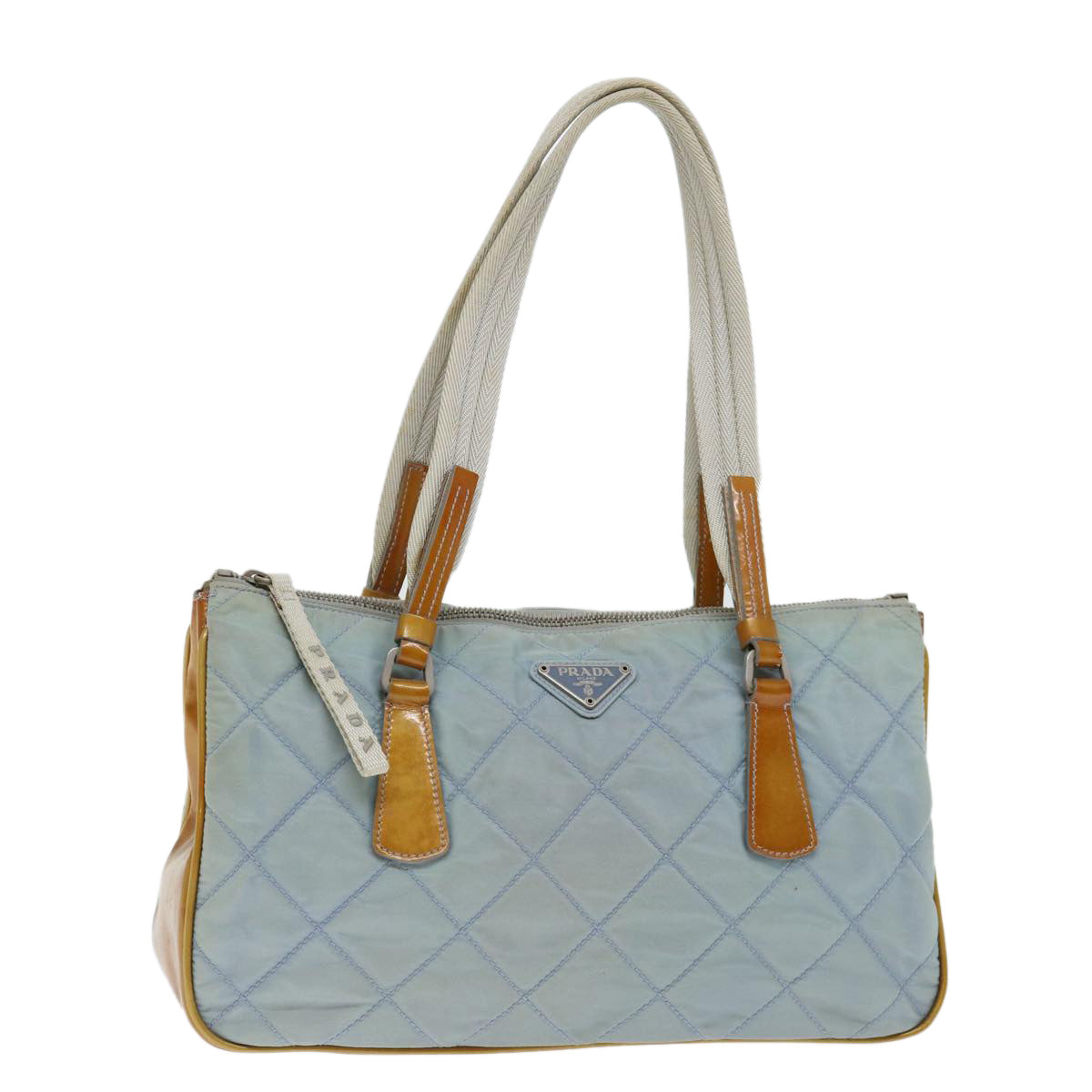Prada Shoulder Bag Auth Nylon Blue Blue Auth Fm3362