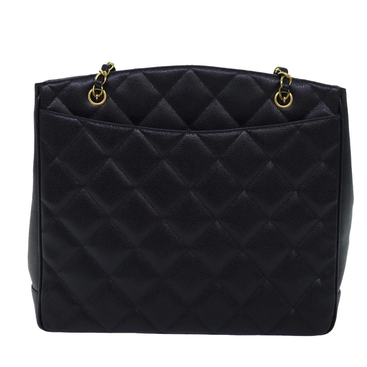 Chanel Big Matelasse Chain Shoulder Bag Caviar Skin Black CC Auth fmA