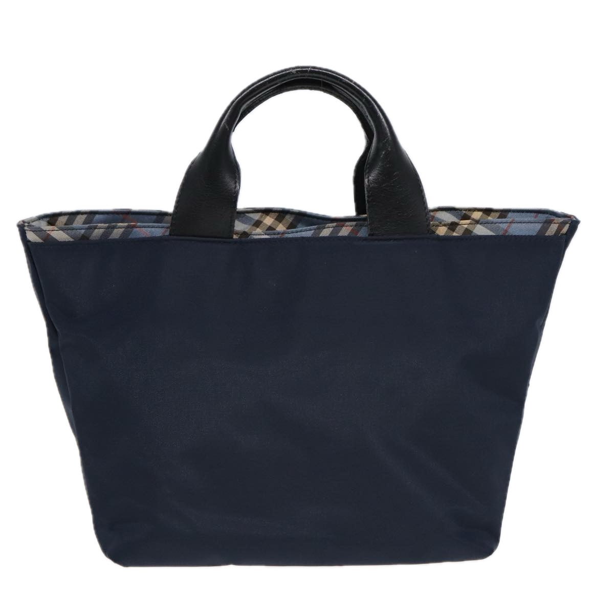 Burberry Luxury Nova Check Hand Bag Auth Fm3652 Nylon Navy Travel Bag