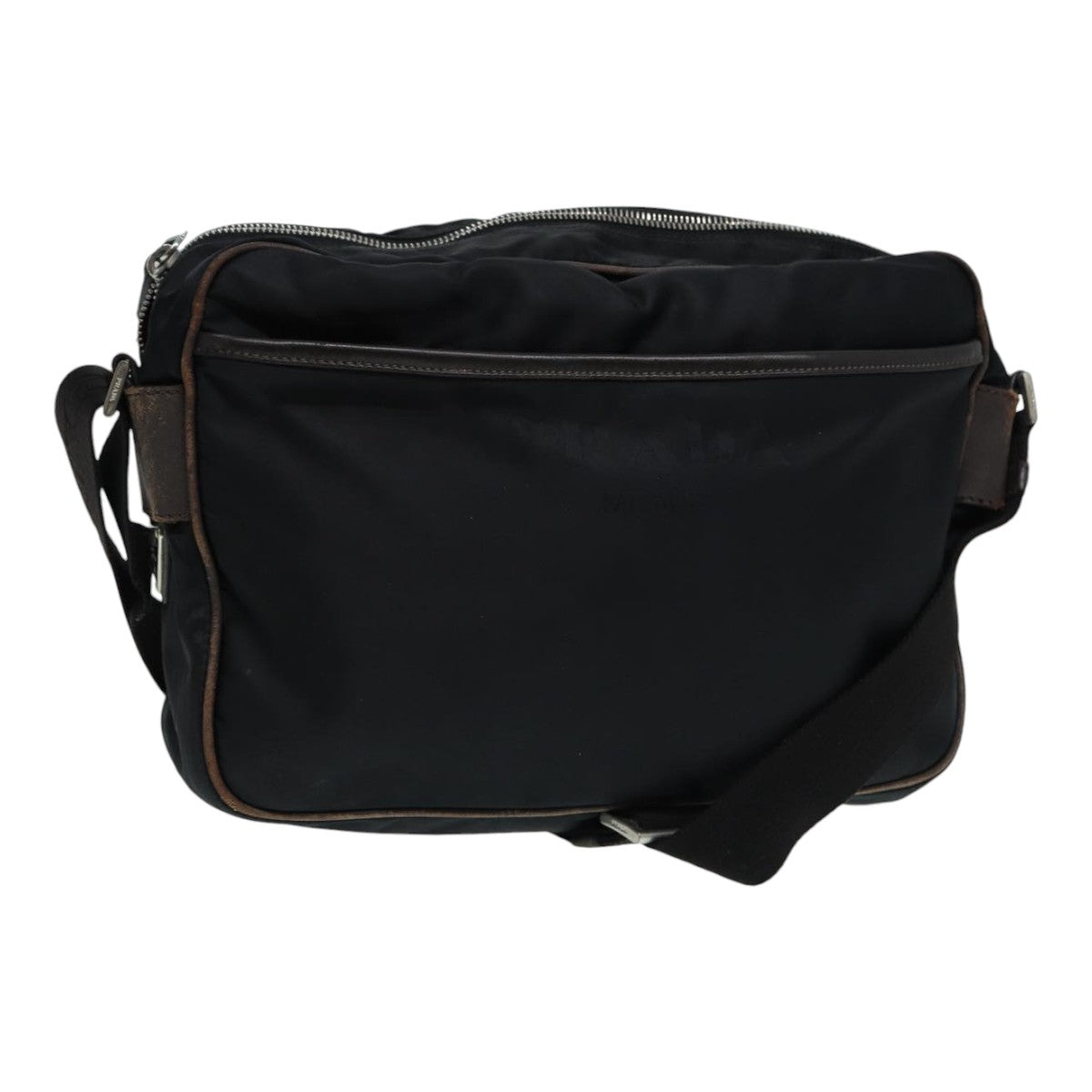 Prada Shoulder Bag Auth Nylon Black Silver Silver Auth Fm3701