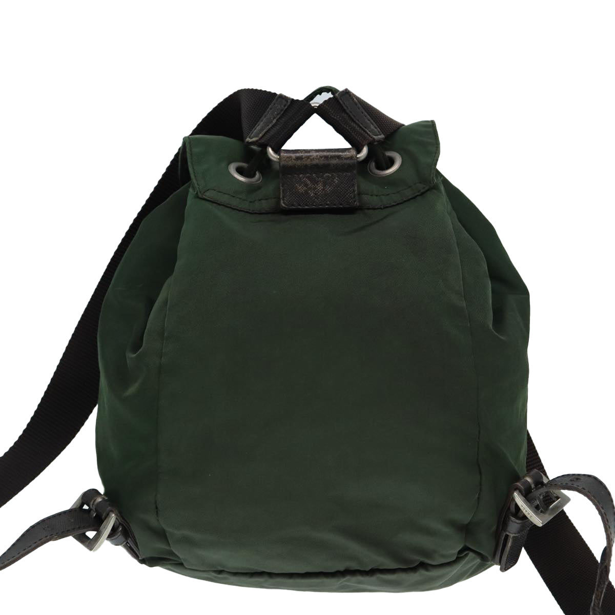 Prada Backpack Khaki Auth Nylon Brown Silver
