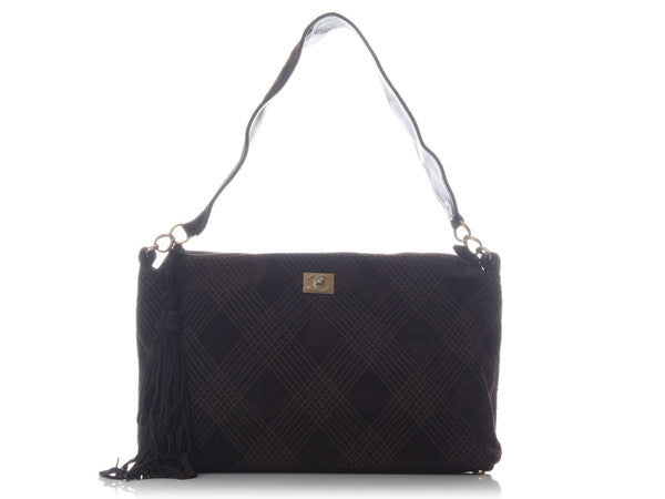 Chanel Shoulder Bag Suede Brown