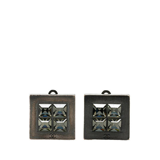 Chanel Metal Square Coco Mark Rhinestone Earrings 00A Bag