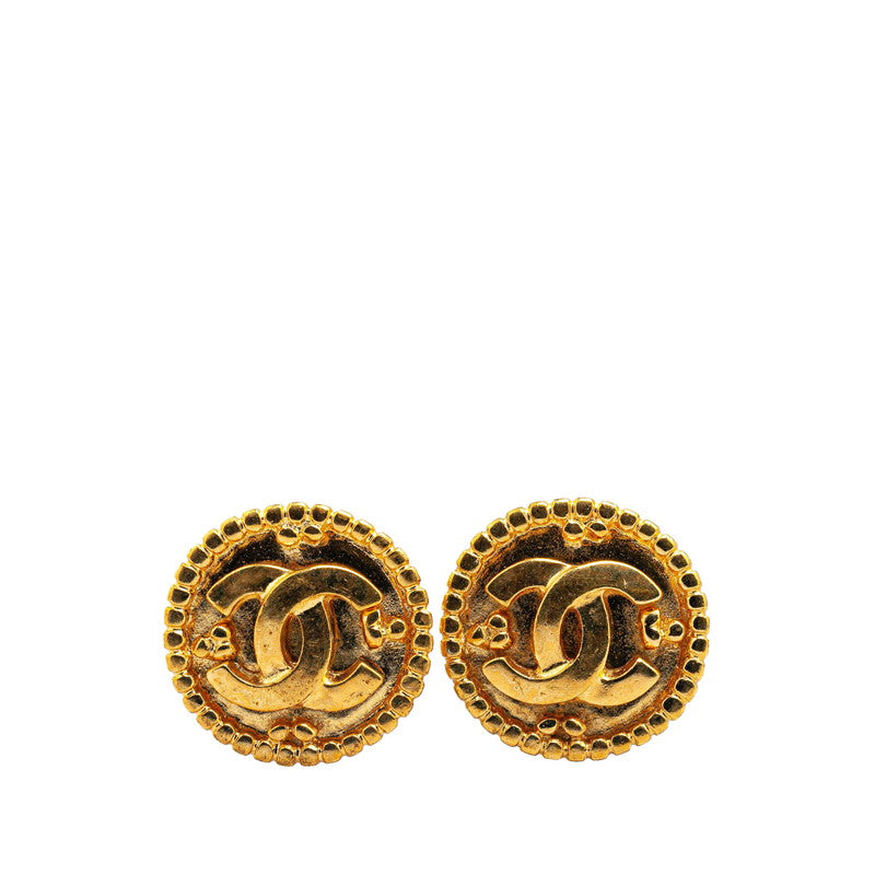 Chanel Gold Plated Coco Mark Round Earrings 96A Bag