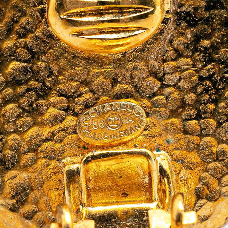 Chanel Gold Plated Coco Mark Round Earrings 96A Bag