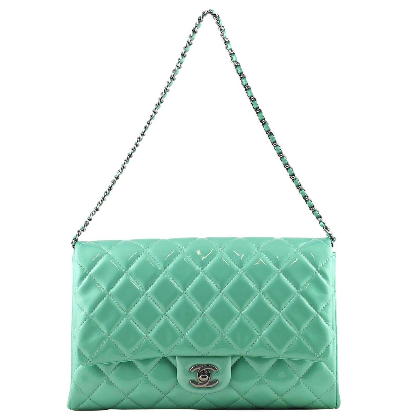 Chanel Classic Clutch Green Flap Clutch Bag