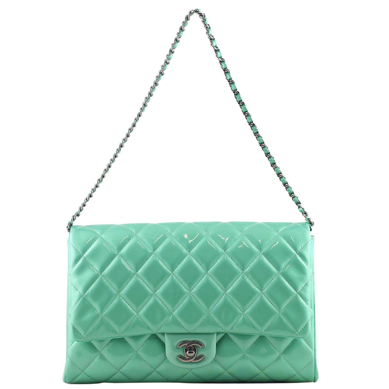 Chanel Classic Clutch Green Flap Clutch Bag
